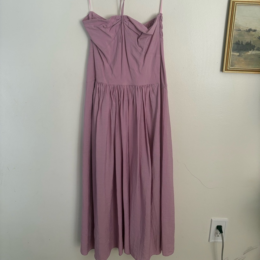 Vince Halter Sweetheart Rusched Pink Strapless Dress MIDI Dress Women Large NWOT